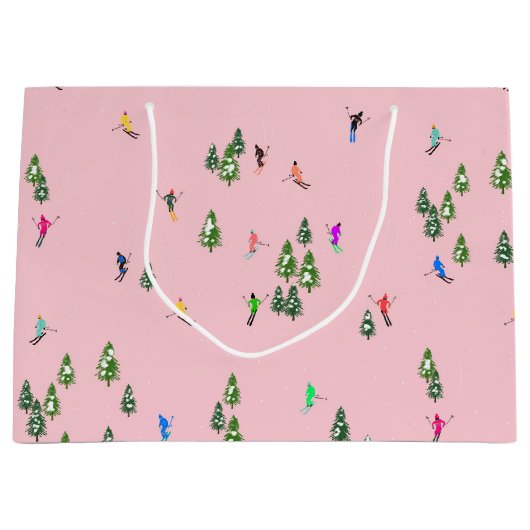Pink Skiers Ski openingsfeestdag kerstavond Groot Cadeauzakje (Voorkant)