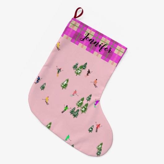 Pink Skiers Ski openingsfeestdag kerstavond Grote Kerstsok (Voorkant (Hangend))