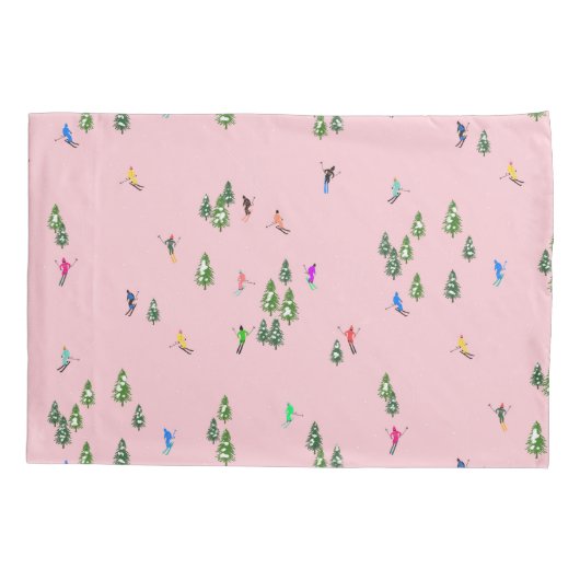 Pink Skiers Ski openingsfeestdag kerstavond Kussensloop (Achterkant-Links)