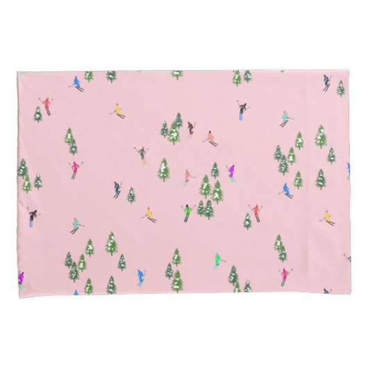 Pink Skiers Ski openingsfeestdag kerstavond Kussensloop (Voorkant-Rechts)