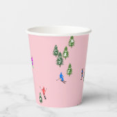 Pink Skiers Ski openingsfeestdag kerstavond Papieren Bekers (Achterkant)