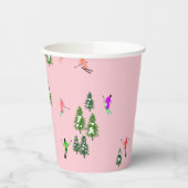 Pink Skiers Ski openingsfeestdag kerstavond Papieren Bekers (Links)