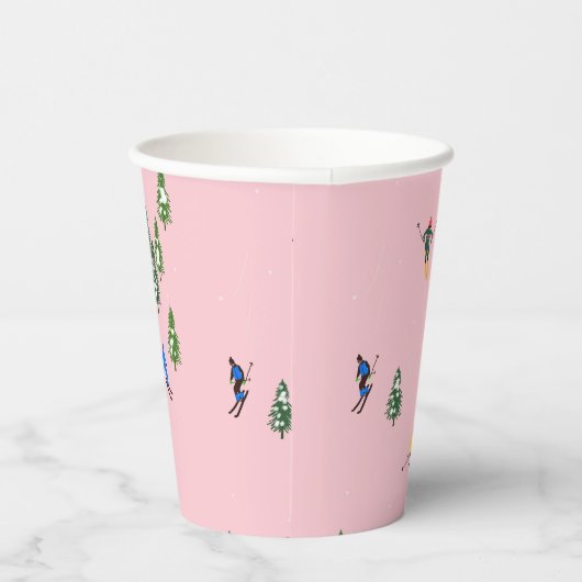 Pink Skiers Ski openingsfeestdag kerstavond Papieren Bekers (Rechts)
