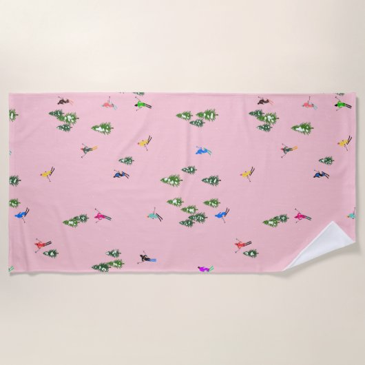 Pink Skiers Ski openingsfeestdag kerstavond Strandlaken (Voorkant)