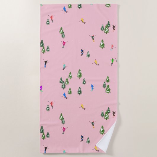 Pink Skiers Ski openingsfeestdag kerstavond Strandlaken (Voorkant)