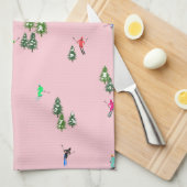 Pink Skiers Ski openingsfeestdag kerstavond Theedoek (Quarter Fold)