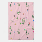 Pink Skiers Ski openingsfeestdag kerstavond Theedoek (Verticaal)