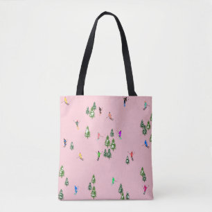 Pink Skiers Ski openingsfeestdag kerstavond Tote Bag