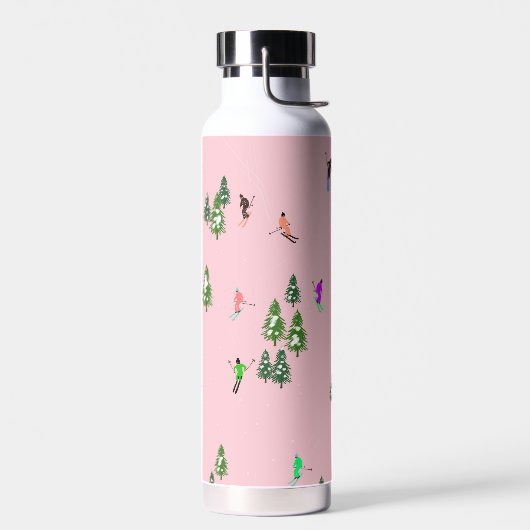 Pink Skiers Ski Skiing Waterfles (Links)