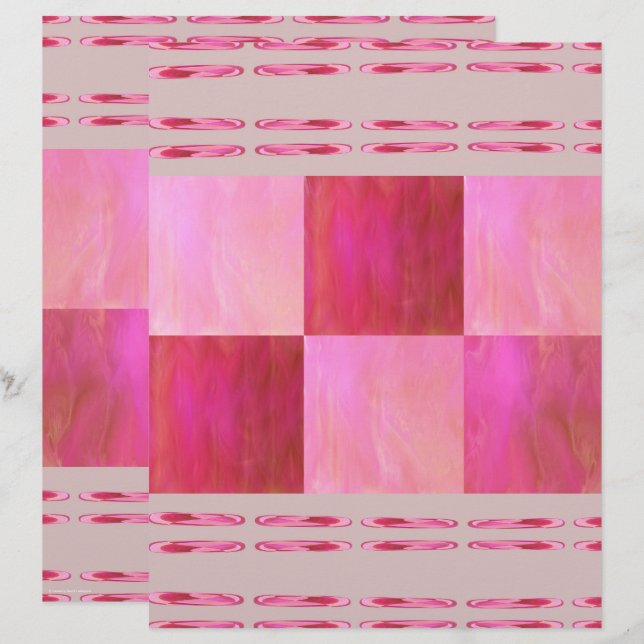 Pink Skies Tiles Scrapbook Paper 2-Sided Page (Voorkant / Achterkant)