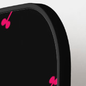 Pink skull and crossbones on black pickleball paddle (Links Detail)