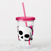 Pink Skull Pattern Acrylic Tumbler Acryl Drinkbeker (Links)