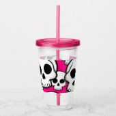 Pink Skull Pattern Acrylic Tumbler Acryl Drinkbeker (Voorkant)