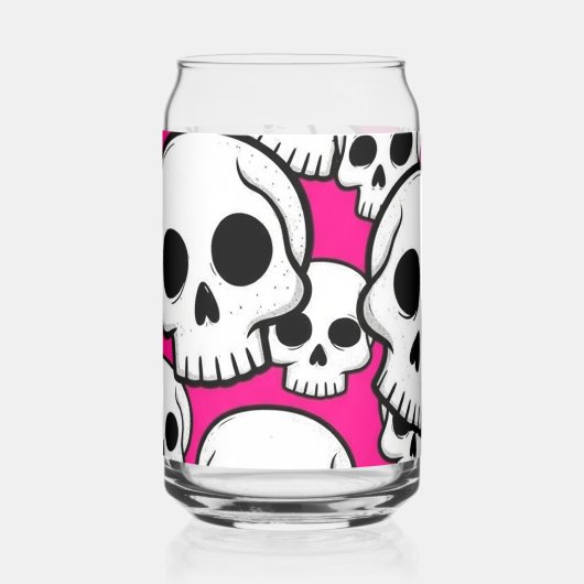 Pink Skull Pattern Blikvorm Glas (Voorkant)