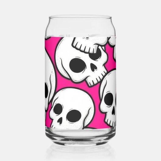 Pink Skull Pattern Blikvorm Glas (Achterkant)