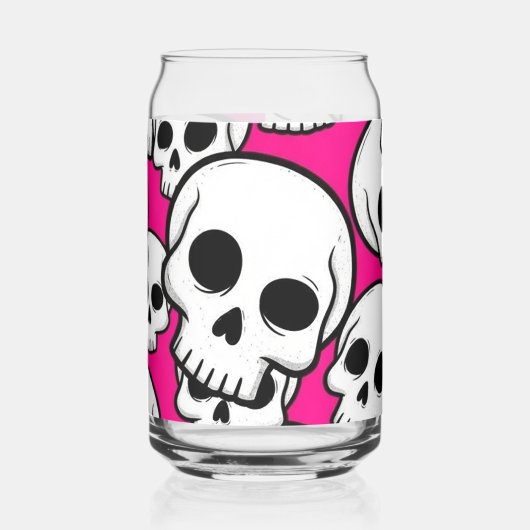 Pink Skull Pattern Blikvorm Glas (Links)