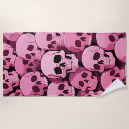 Pink Skull Pattern – Bold Gothic Design Strandlaken