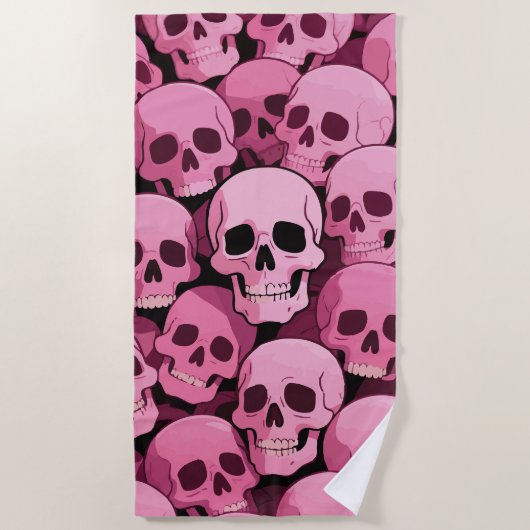Pink Skull Pattern – Bold Gothic Design Strandlaken (Voorkant)