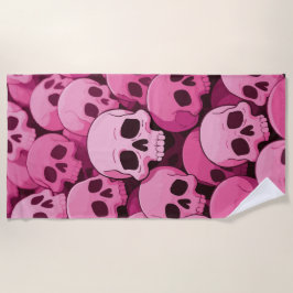Pink Skull Pattern – Bold Pop Gothic Art Strandlaken