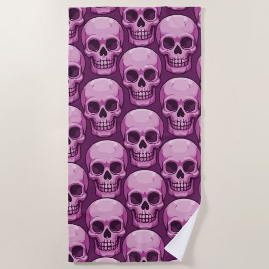 Pink Skull Pattern – Bold Repeating Design Strandlaken (Voorkant)