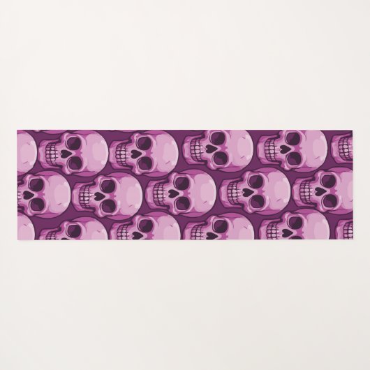 Pink Skull Pattern – Bold Repeating Design Yogamat (Achterkant (horizontaal))