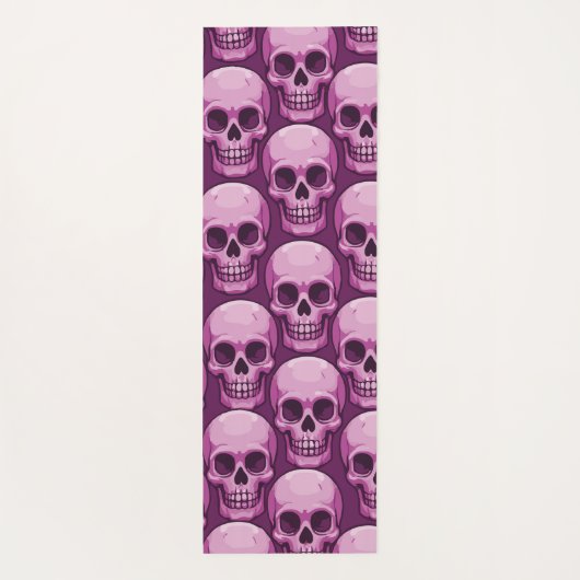 Pink Skull Pattern – Bold Repeating Design Yogamat (Achterkant)