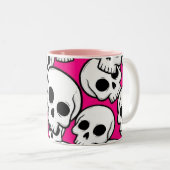 Pink Skull Pattern Coffee Mug Tweekleurige Koffiemok (Voorkant rechts)