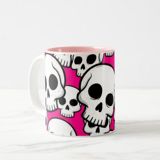 Pink Skull Pattern Coffee Mug Tweekleurige Koffiemok (Voorkant links)