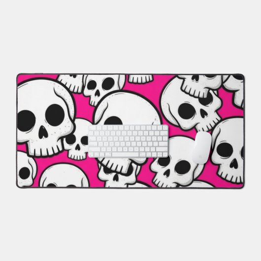 Pink Skull Pattern Desk Mat (Keyboard & Muis)