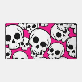 Pink Skull Pattern Desk Mat