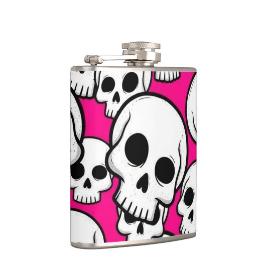 Pink Skull Pattern Flask Heupfles (Rechts)