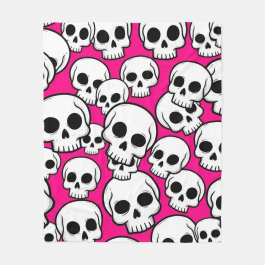 Pink Skull Pattern Fleece Blanket (Voorkant)