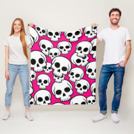 Pink Skull Pattern Fleece Blanket Deken