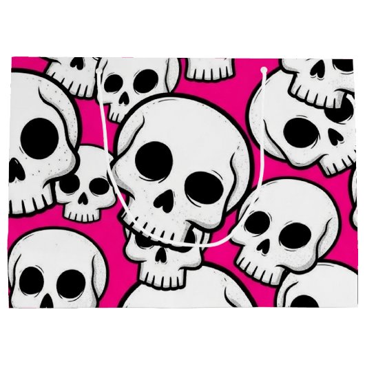 Pink Skull Pattern Gift Bag  Groot Cadeauzakje (Achterkant)