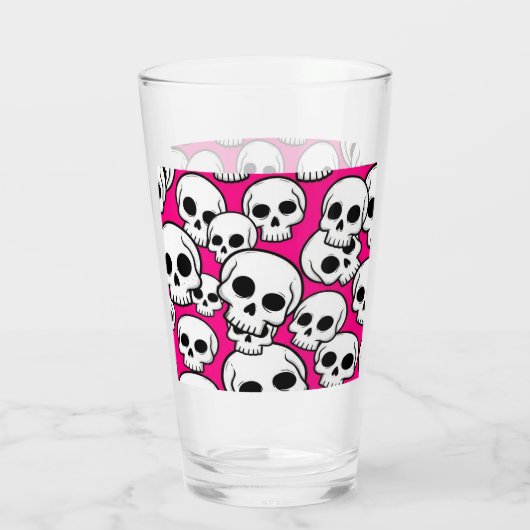 Pink Skull Pattern Glass Cup Glas (Achterkant)