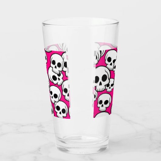 Pink Skull Pattern Glass Cup Glas (Links)