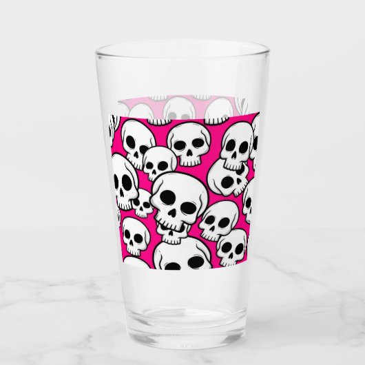 Pink Skull Pattern Glass Cup Glas (Voorkant)