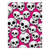 Pink Skull Pattern Glossy Poster (Voorkant)