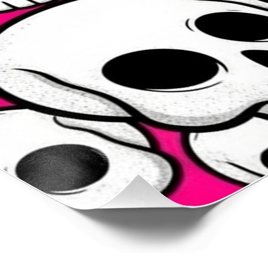Pink Skull Pattern Glossy Poster (Hoek)