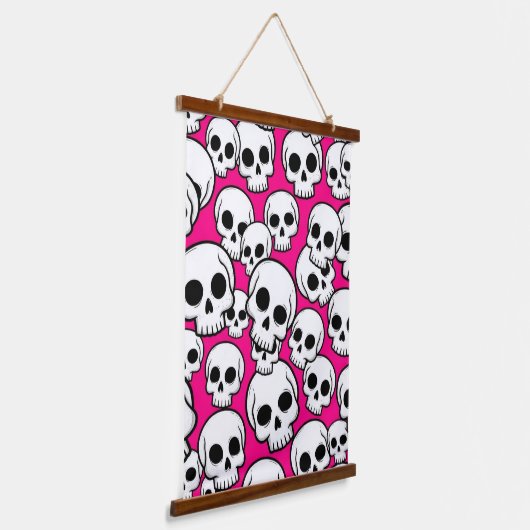 Pink Skull Pattern Hangend Wandkleed (Gebogen)