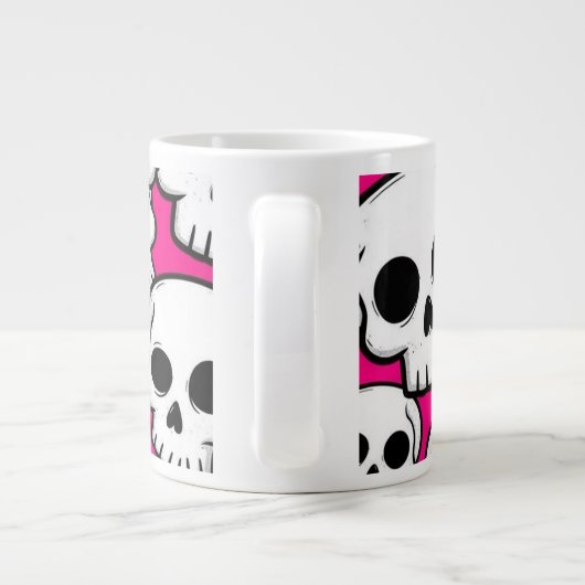 Pink Skull Pattern Jumbo Specialty Mug Grote Koffiekop (Achterkant)