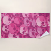 Pink Skull Pattern Pop Art Illustration Strandlaken (Voorkant)