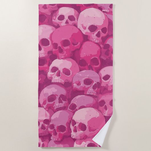 Pink Skull Pattern Pop Art Illustration Strandlaken (Voorkant)