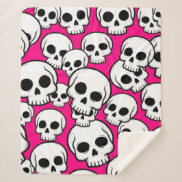 Pink Skull Pattern Sherpa Blanket Deken