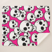 Pink Skull Pattern Sherpa Blanket Deken (Voorkant (horizontaal))