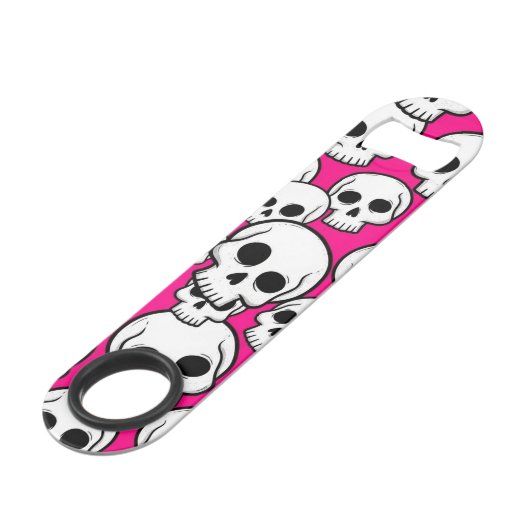 Pink Skull Pattern Stainless Steel Bottle Opener Speed Flessenopener (Achterkant Gekanteld)