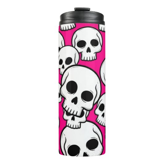 Pink Skull Pattern Thermal Tumbler Thermosbeker (Voorkant)