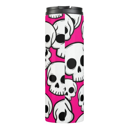Pink Skull Pattern Thermal Tumbler Thermosbeker (Achterkant)