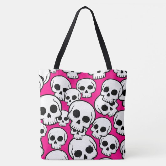 Pink Skull Pattern Tote Bag (Achterkant)