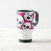 Pink Skull Pattern Travel/Commuter Mug Reisbeker (Voorkant rechts)